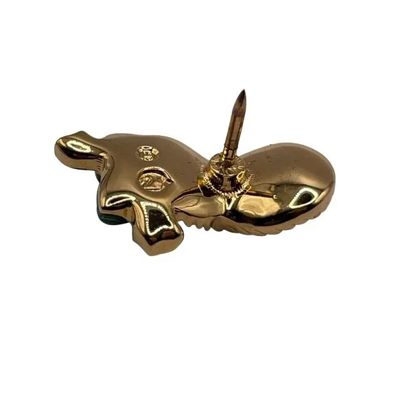 Swarovski Crystal Green Enamel Mardi Gras Mask Lapel Pin Tie Tack Signed READ! - Picture 4 of 10